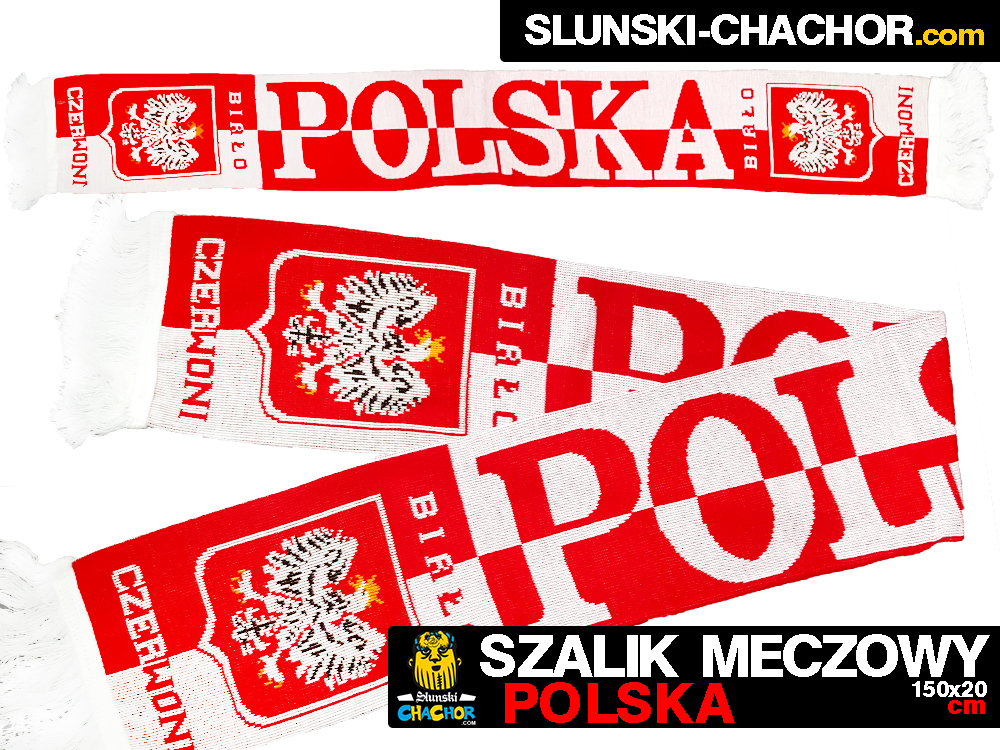 Szalik meczowy reprezentacji Polski POLSKA 150x20cm tkany 